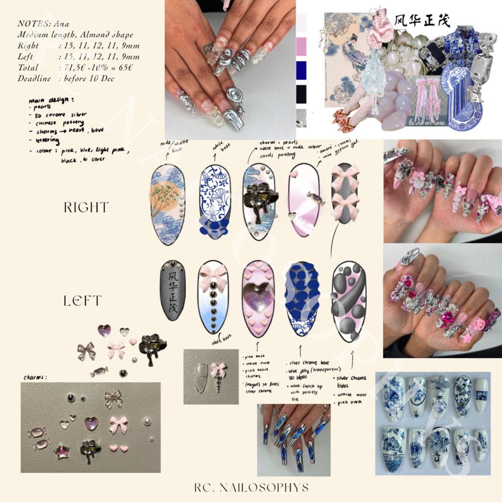 Baroque Glaze Sketch Set d'ongles press-on personnalisé