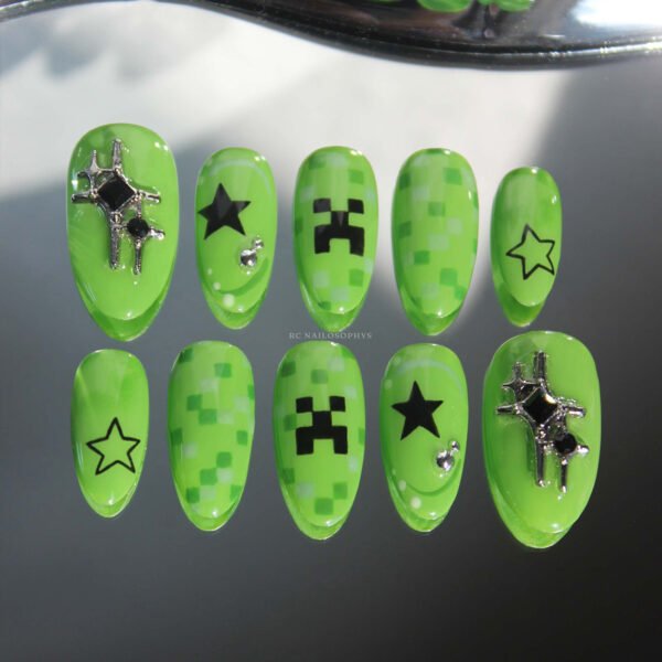 Set d'ongles press-on Creeper minecraft