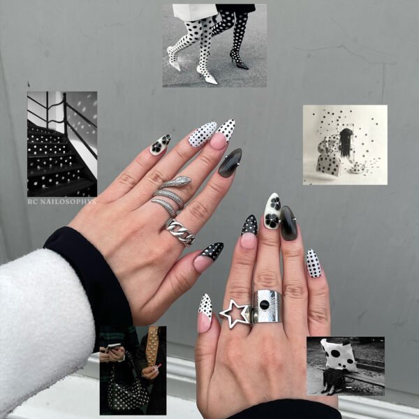 Blooming Polka Dots faux ongles