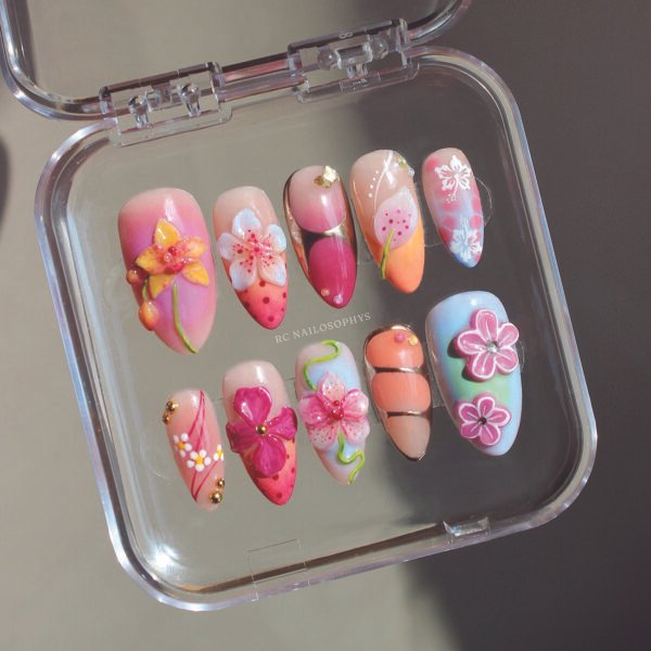 Tropical Punch faux ongles
