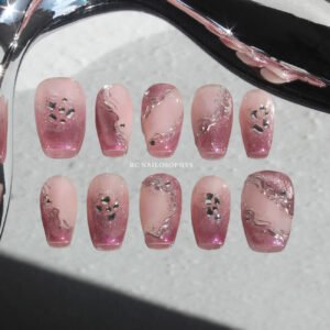 Pink Stardust faux ongles press on nails