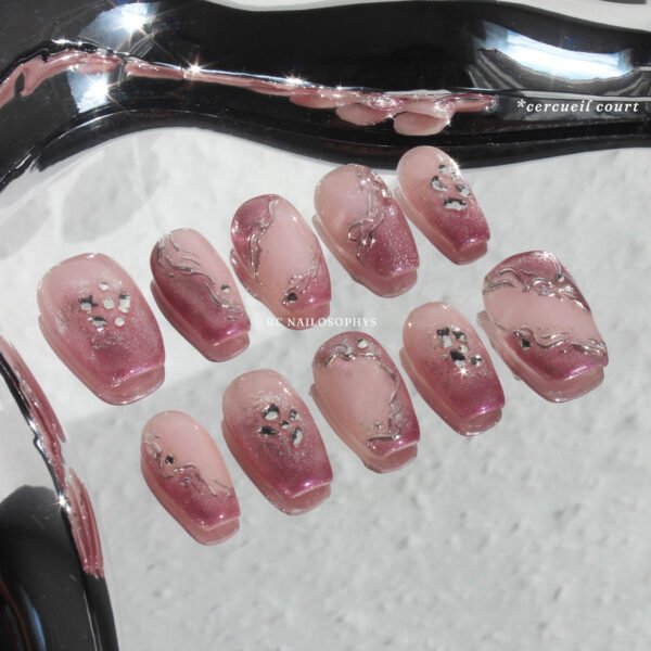 Pink Stardust faux ongles press on nails